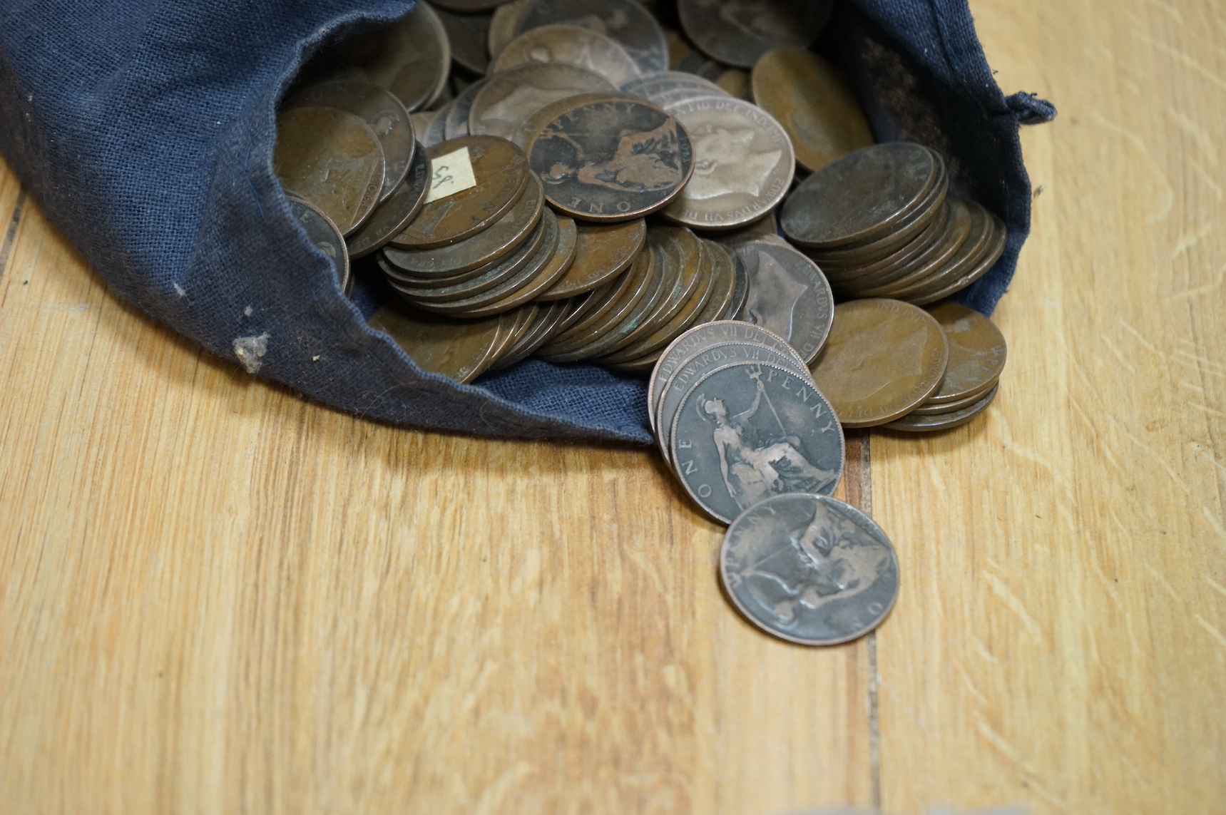 Four bags of old copper pennies. Condition - varies